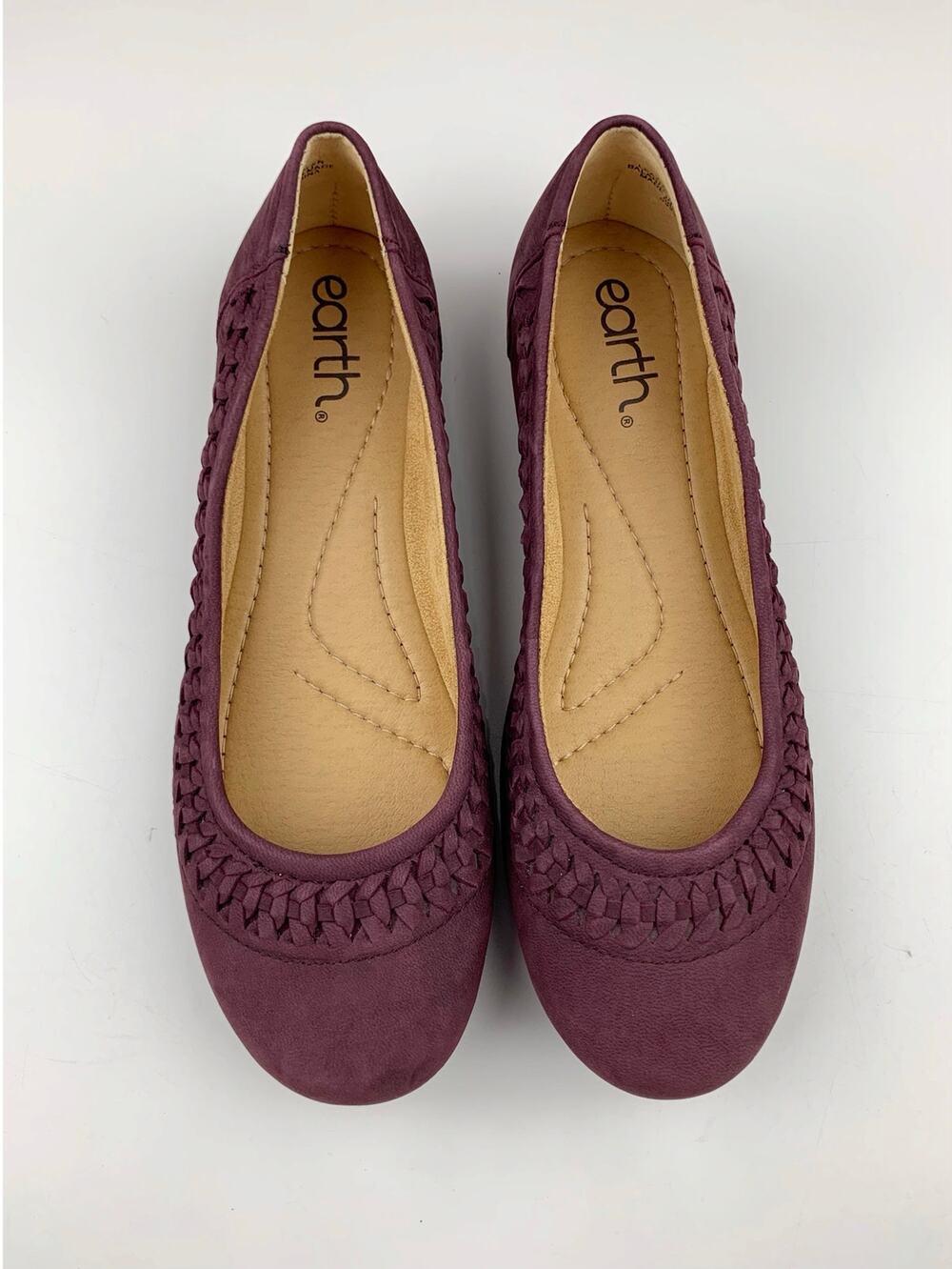 Earth Jett Ballet Flats Purple Nubuck Leather Slip On Comfort Shoes Women's 6.5